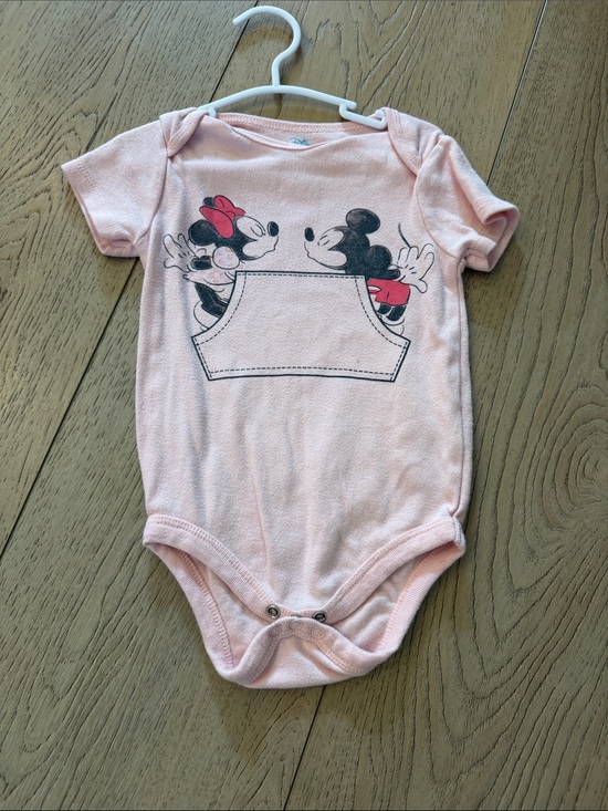 Disney Other - Disney Light Pink Baby Bodysuit with Mickey & Minnie Pocket Print